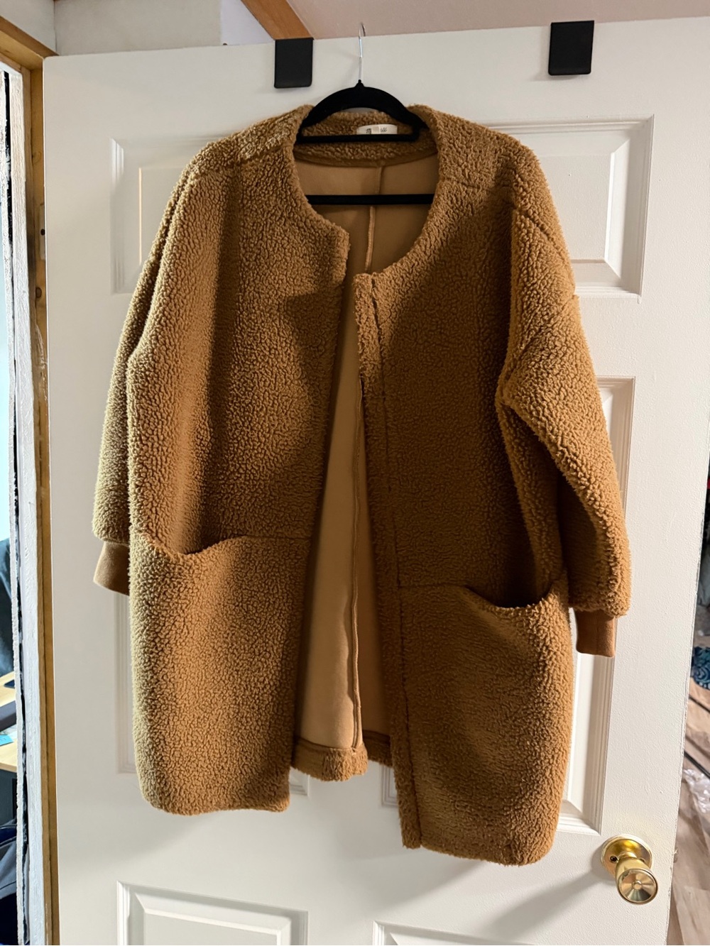 Madewell Camel Teddy Coat in Warm Tan